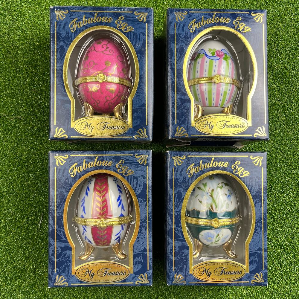 Vintage My Treasure Fabulous Egg Porcelain Trinket Boxes Lot
